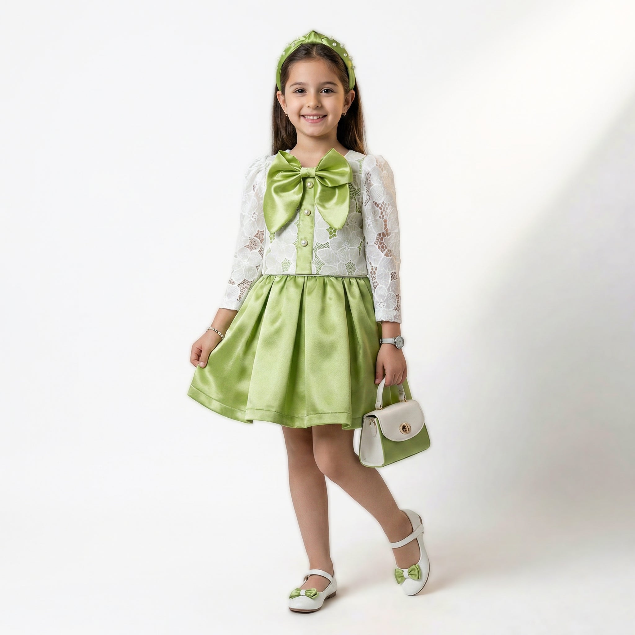 Girls Frock Green  FLZ-05