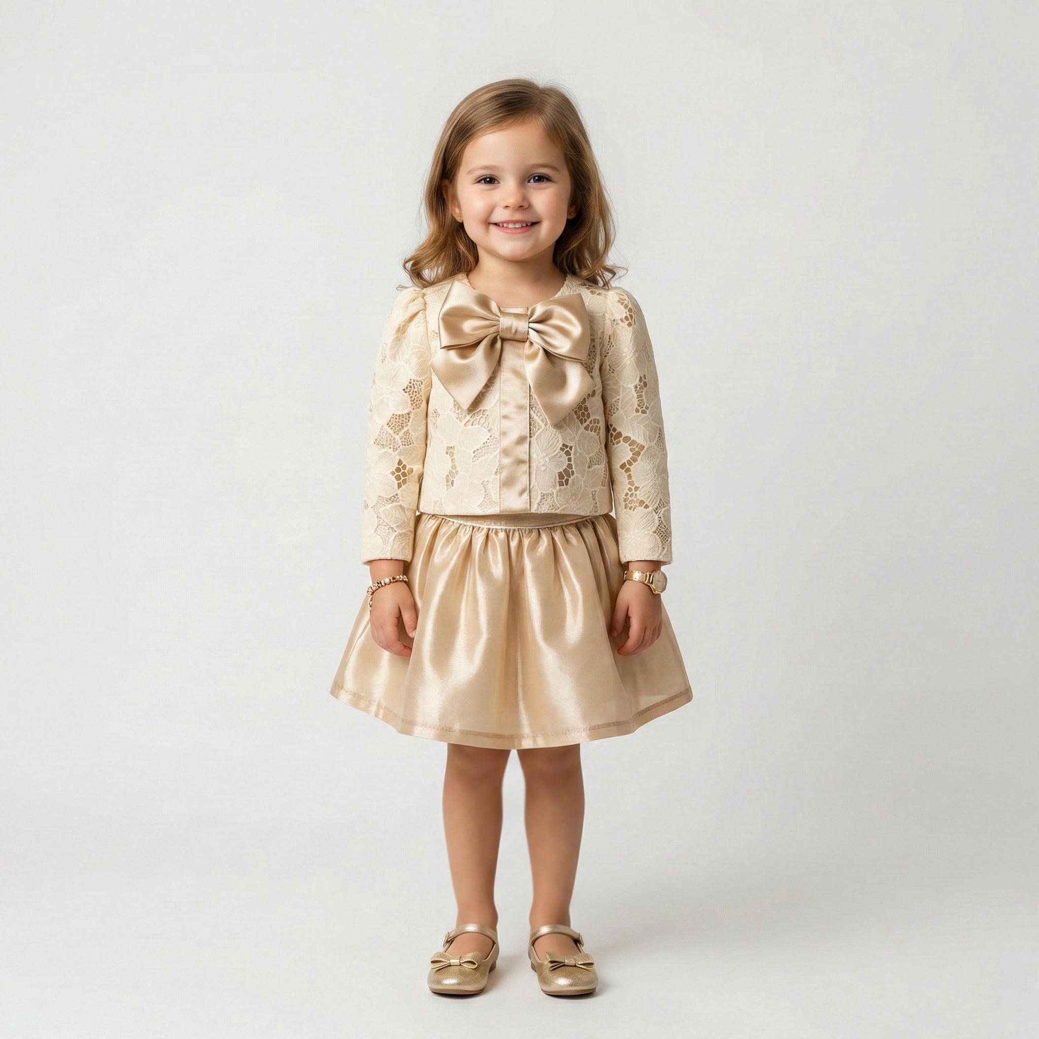 Enchanted Satin Occasion Dress with Crystal Rosette