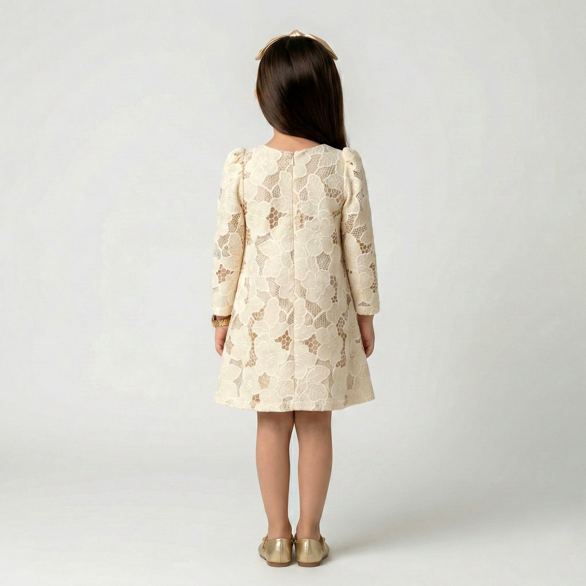 Girls' Flora Embroidered Lace Dress with Statement Satin Bow