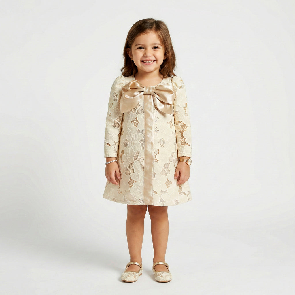 Enchanted Satin Occasion Dress with Crystal Rosette
