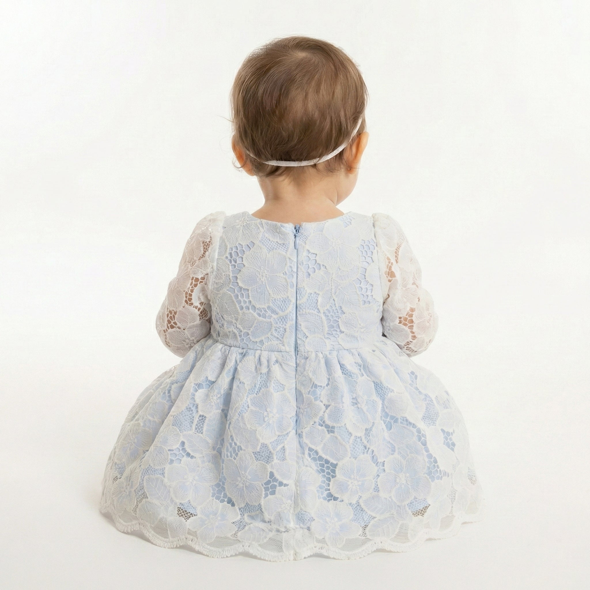 Heirloom Floral Lace & Satin Occasion Dress with Signature Bow