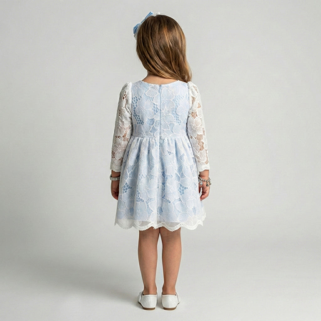Vintage-Inspired Floral Lace Party Dress with Oversized Satin Bow