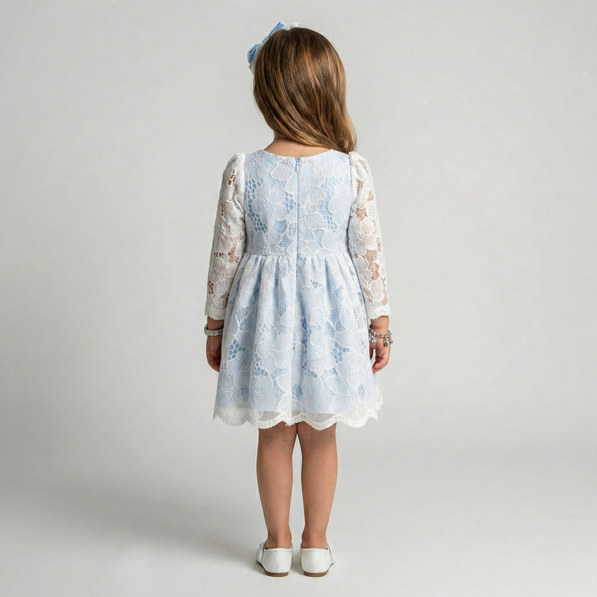 Vintage-Inspired Floral Lace Party Dress with Oversized Satin Bow