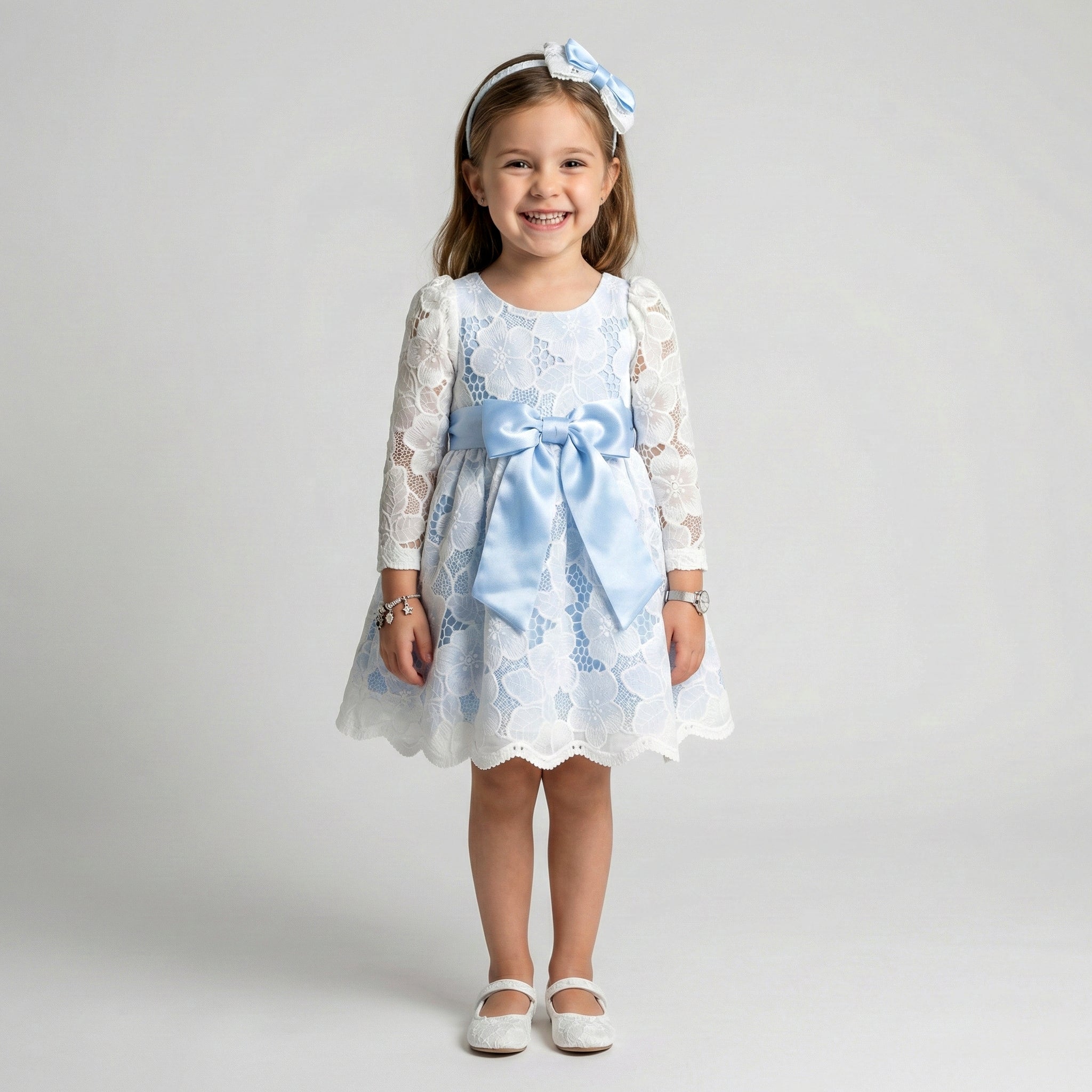 Vintage-Inspired Floral Lace Party Dress with Oversized Satin Bow