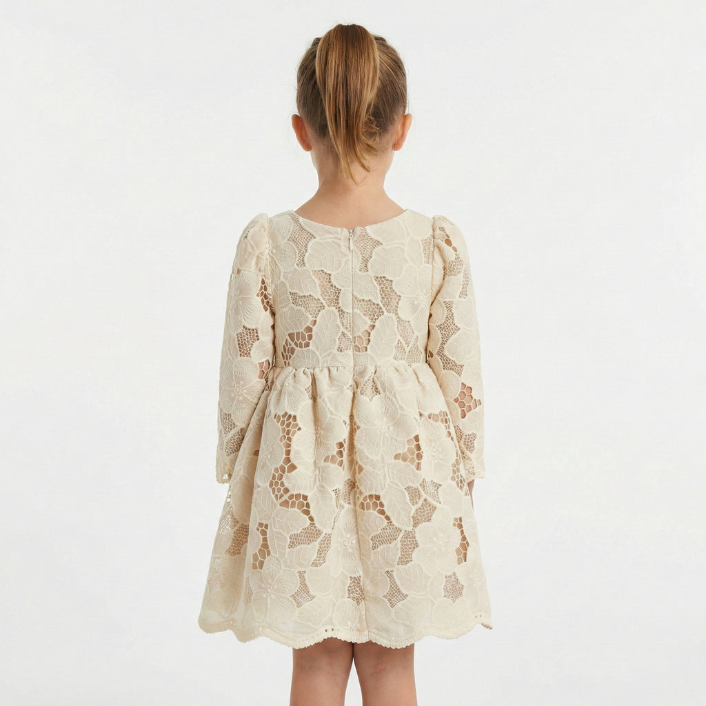 Vintage-Inspired Floral Lace Party Dress with Oversized Satin Bow