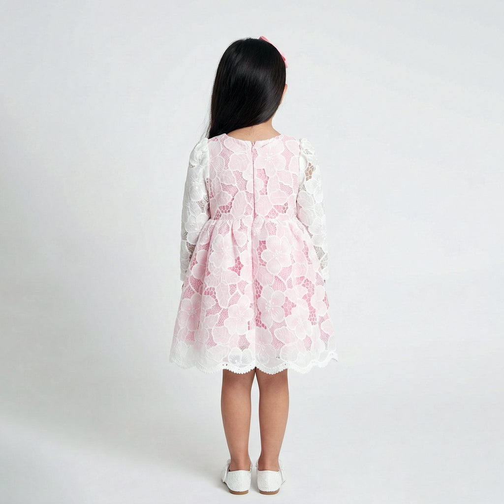 Vintage-Inspired Floral Lace Party Dress with Oversized Satin Bow