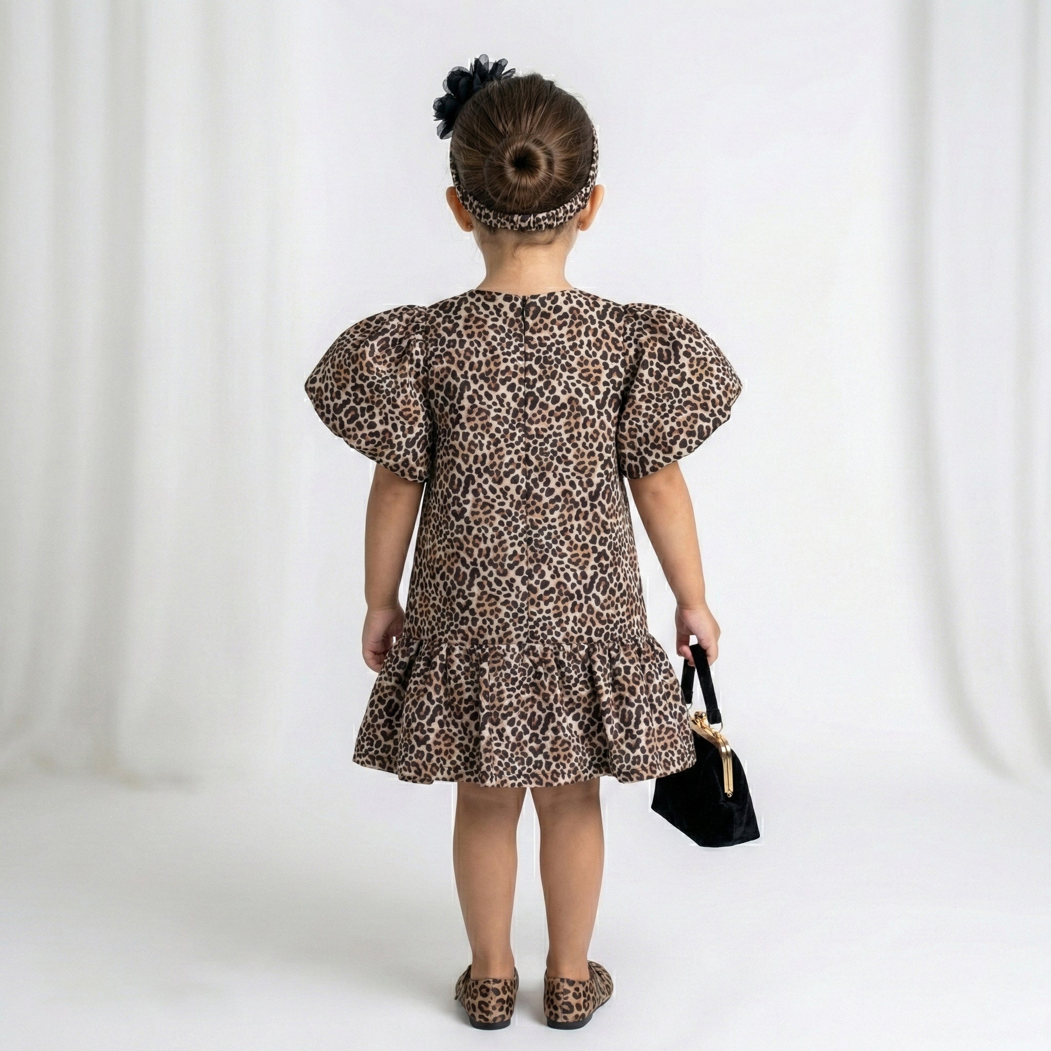 Toddler Girls Leopard Print Puff-Sleeve Dress – Fun & Trendy Party Wear