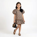 Big Girls Leopard Print Statement Dress – Sophisticated Ruffle-Hem Party Dress