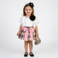 Toddler Girls Flutter Sleeve Top & Plaid Skirt Set – 2-Piece Heritage Outfit