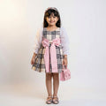 Girls Classic Plaid Occasion Dress – Sophisticated Organza Sleeve Detail