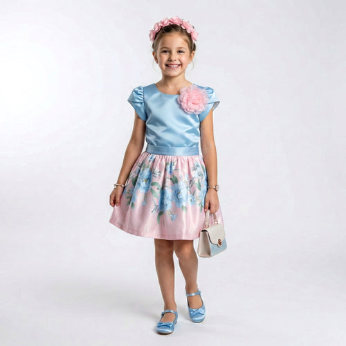 Big Girls Boutique Satin & Floral Set – Premium Formal Two-Piece Outfit