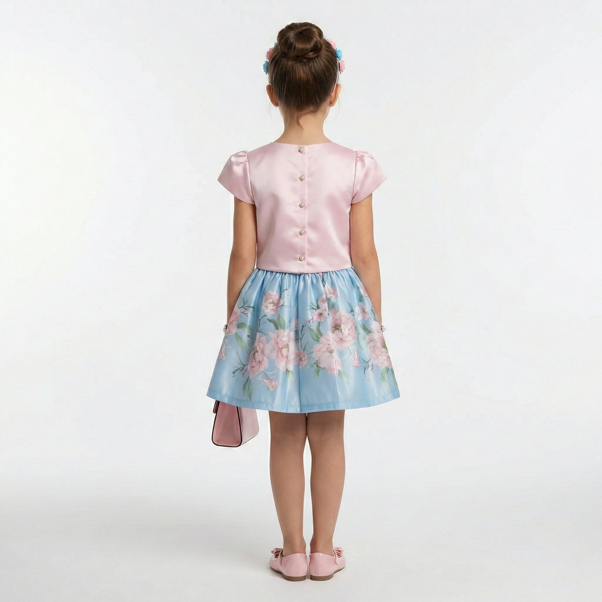 Girls Dress Blue-Pink