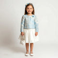 Toddler Girls Floral Jacquard Top & Satin Skirt Set – 2-Piece Formal Outfit