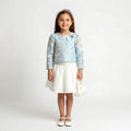 Girls Floral Brocade & Pleated Satin Ensemble – Elegant Occasion Set