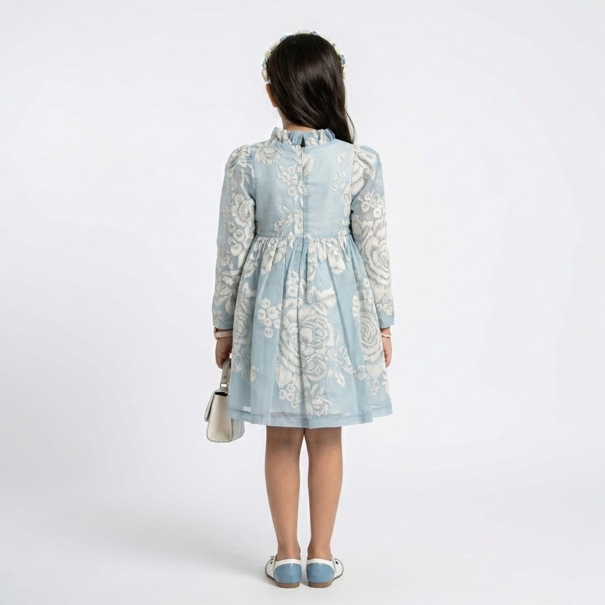 Big Girls Floral Embroidered Jacquard Dress – Sophisticated Occasion Wear