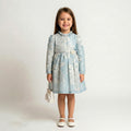Toddler Girls Floral Jacquard Long Sleeve Dress – Classic Ruffle Neck
