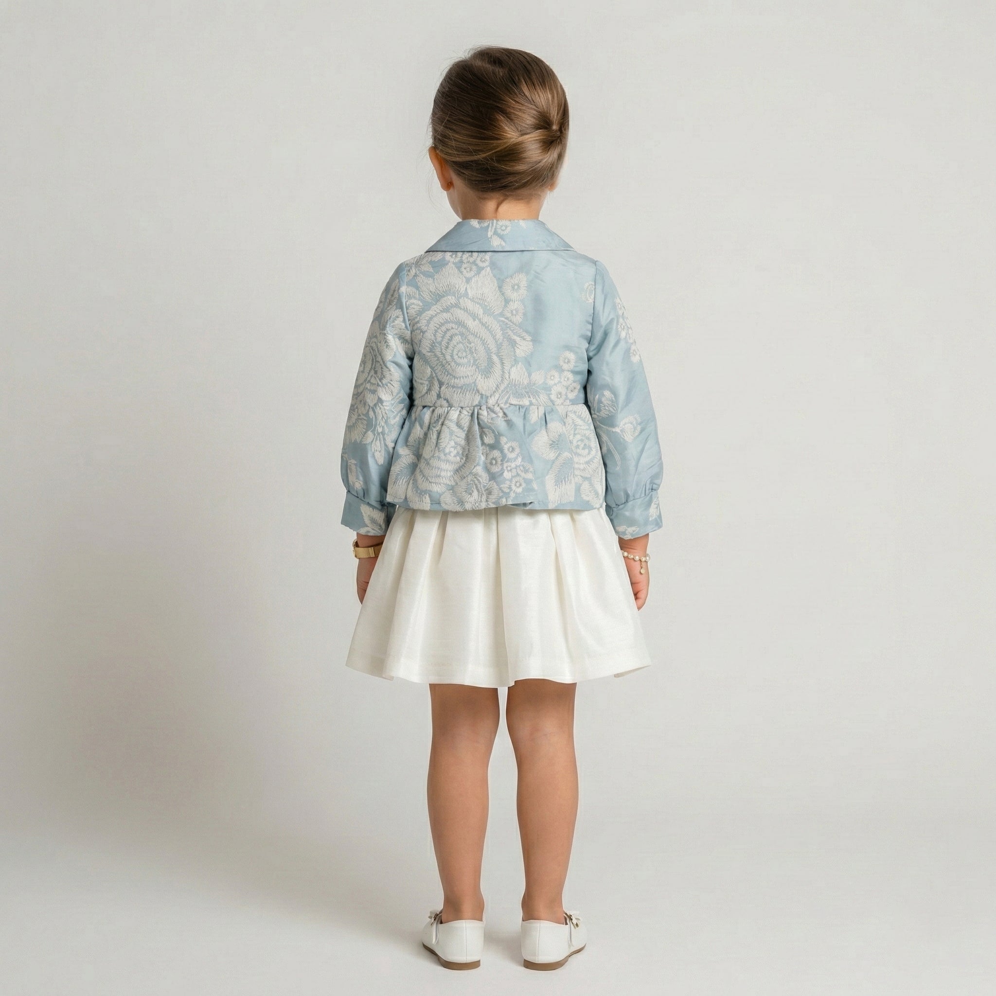 Girls' Genevieve Botanical Ensemble & Brocade Jacket Set