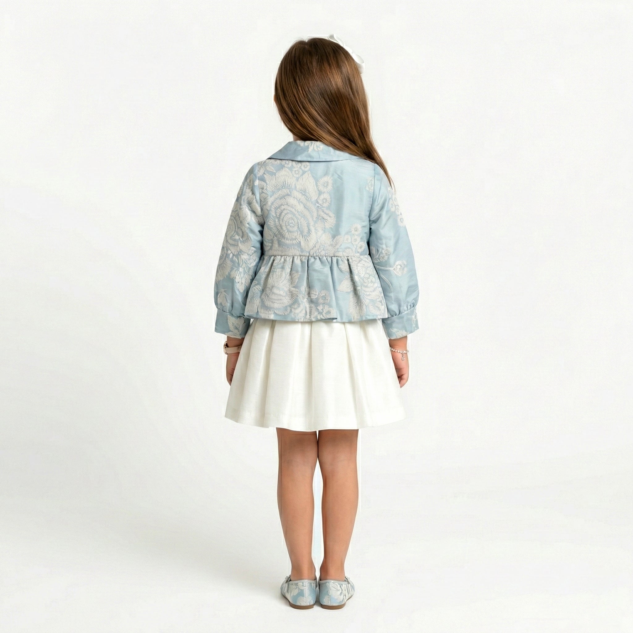 Girls' Structured Occasion Coat with Dimensional Floral Accent