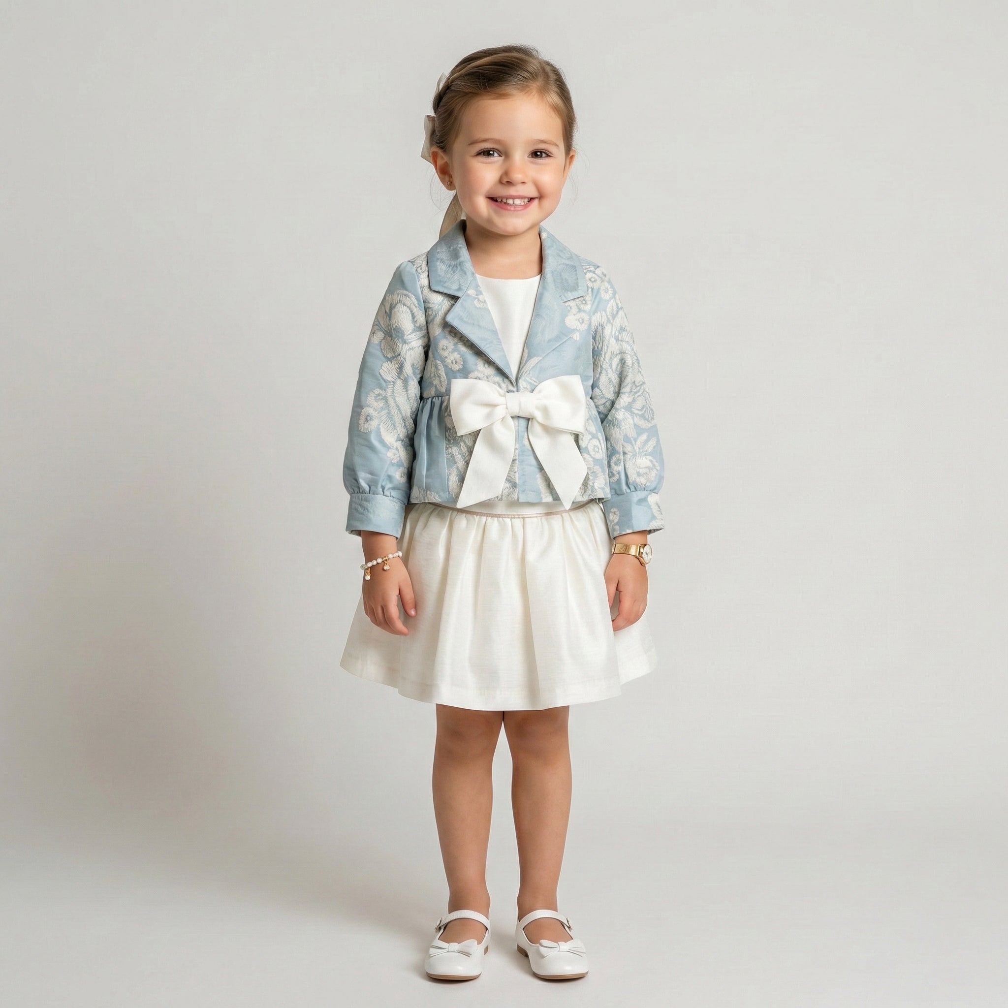 Girls' Genevieve Botanical Ensemble & Brocade Jacket Set