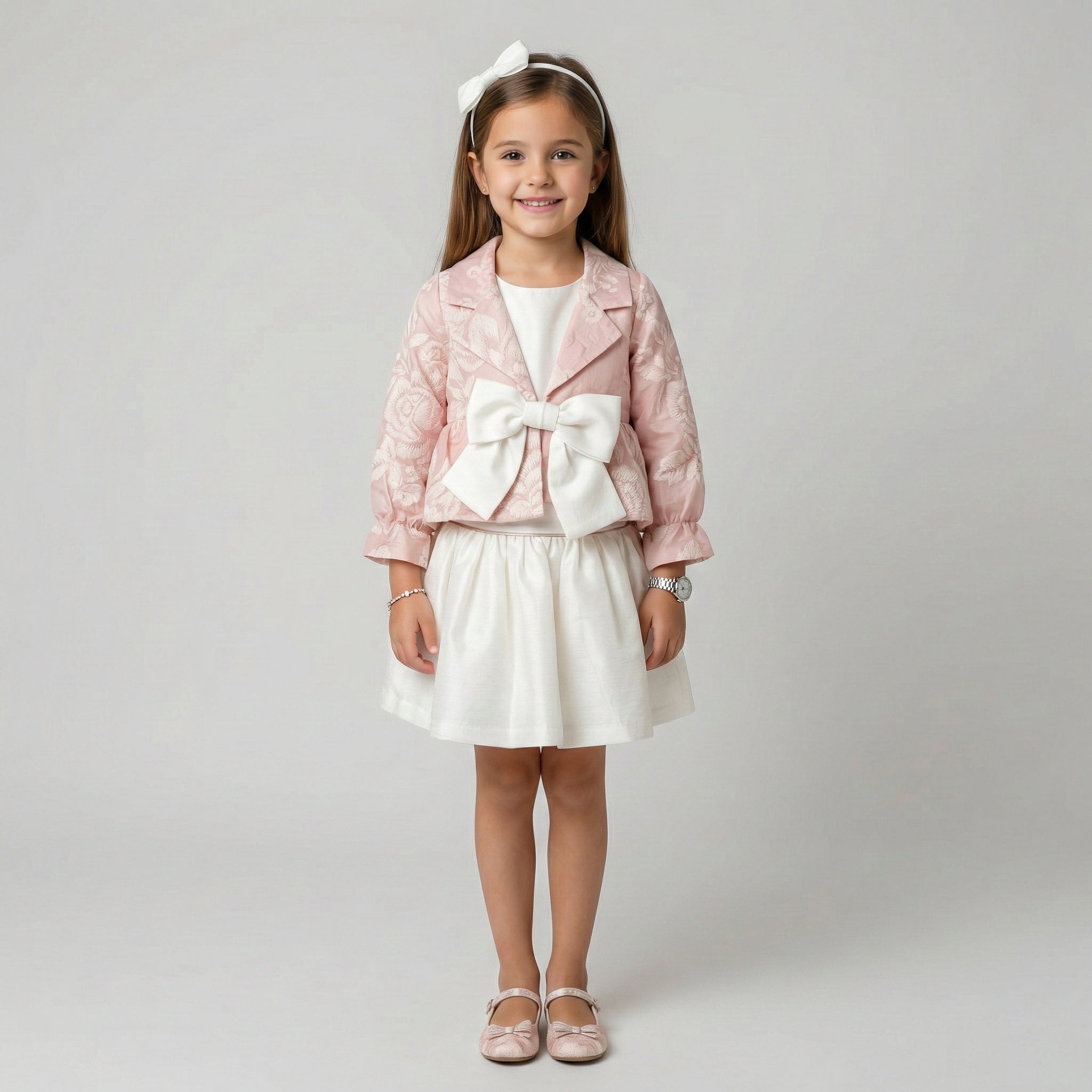 Girls' Aurelia 3D Rose-Embossed Organza Series