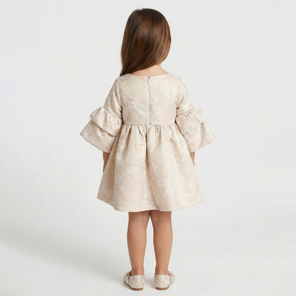 Girls’ Floral Jacquard Bow-Front Dress