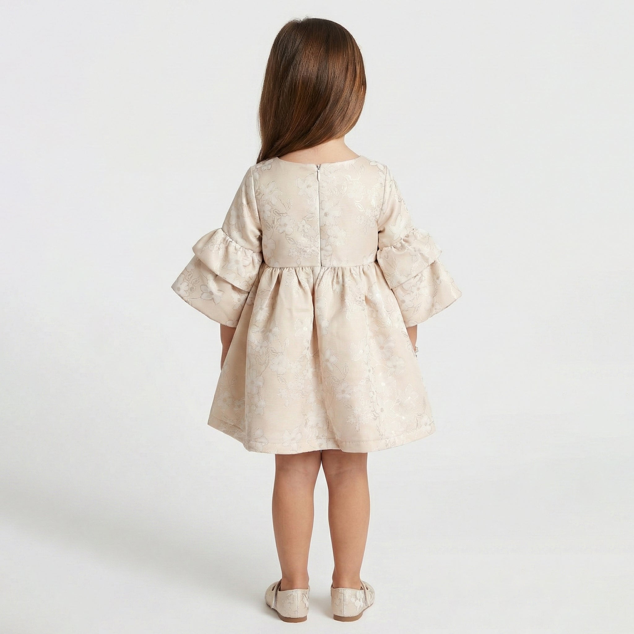 Girls’ Floral Jacquard Bow-Front Dress