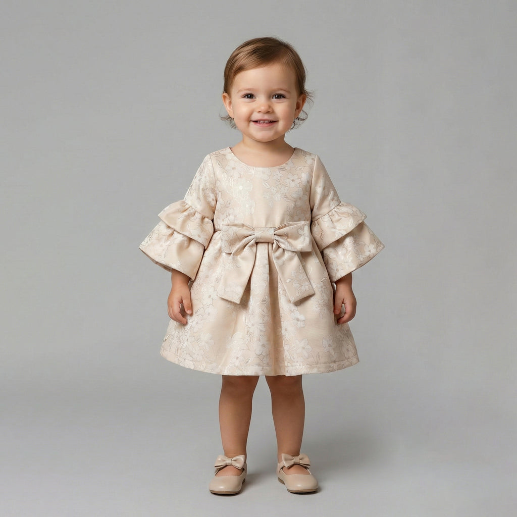Toddler Tiered Sleeve Jacquard Party Dress