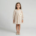 Girls' Elegant Floral Flocking Occasion Dress with Statement Sash