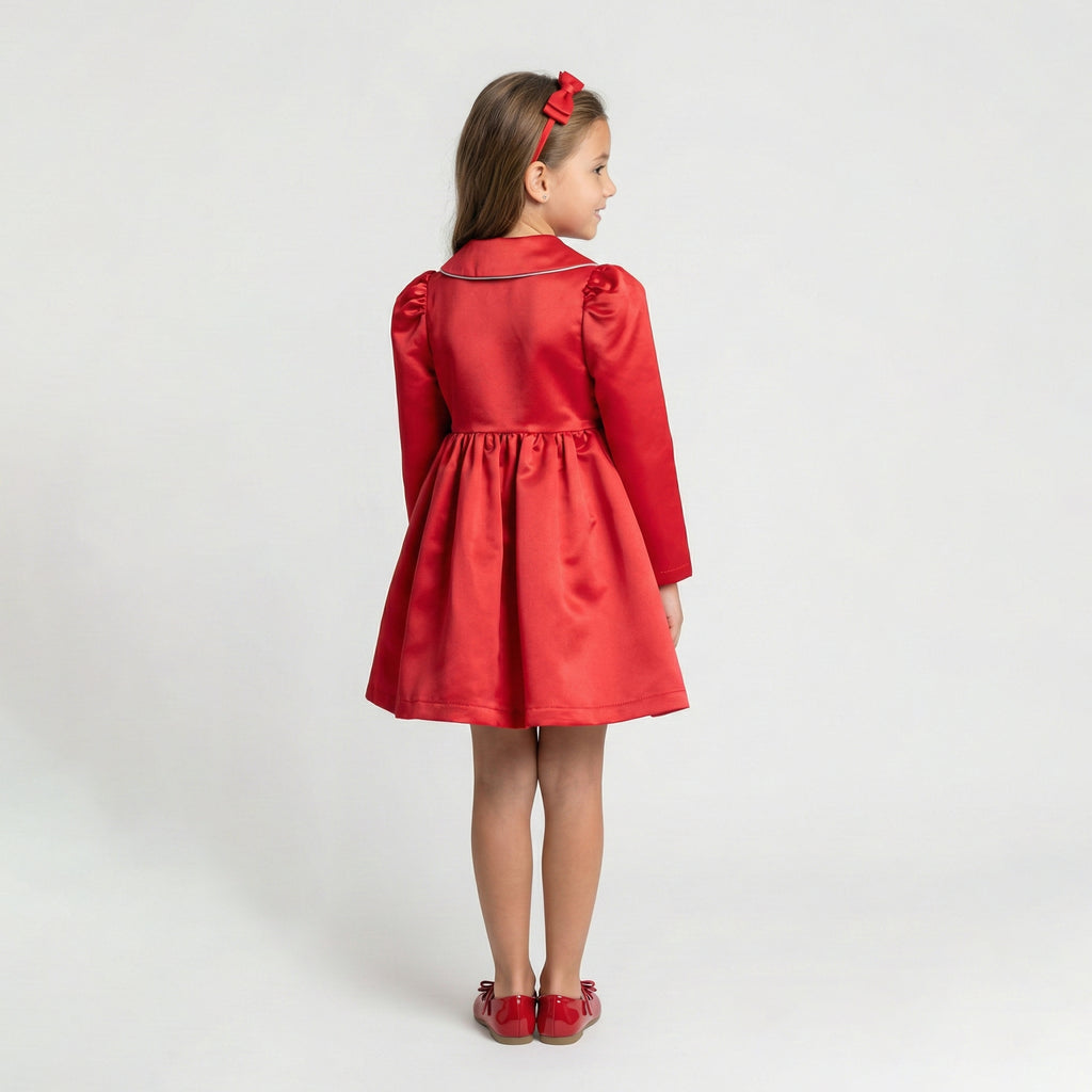 Girls' Isabella Satin Wrap-Front Coat Dress