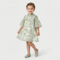 Little Princess Elegant Floral Embroidered Occasion Dress with Flutter Sleeves