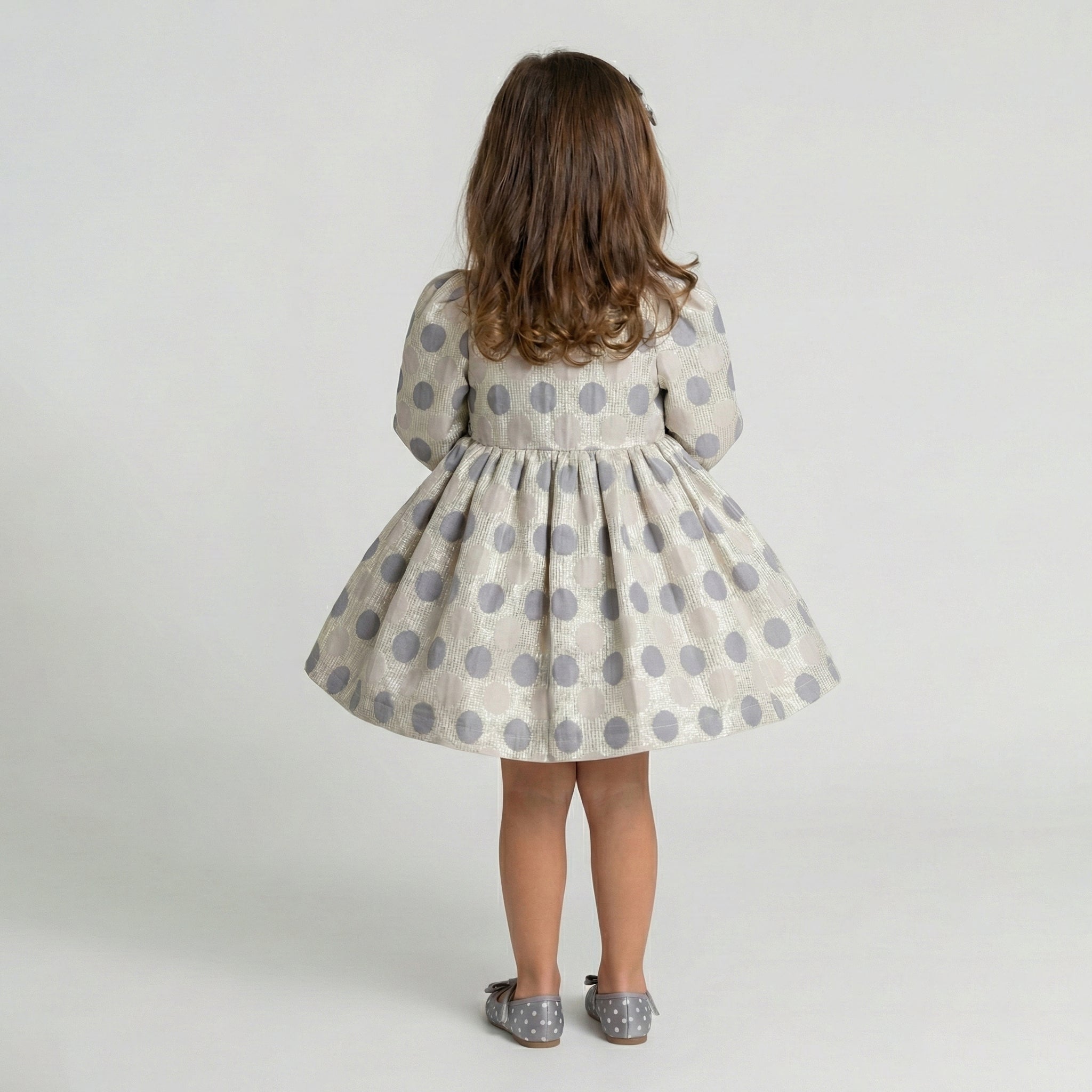 Girls' Beatrice Metallic Polka-Dot Coat Dress