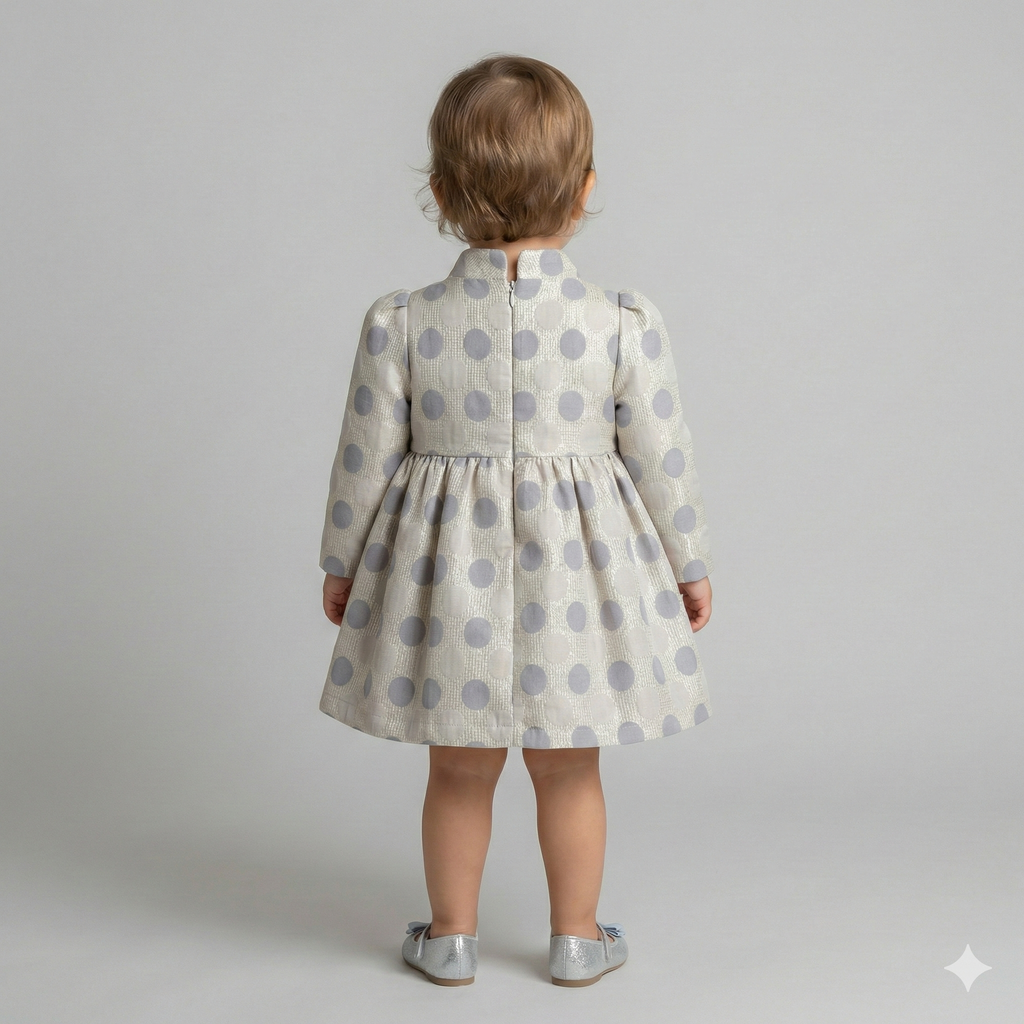 Toddler Polka-Dot Celebration Dress with Bow Detail
