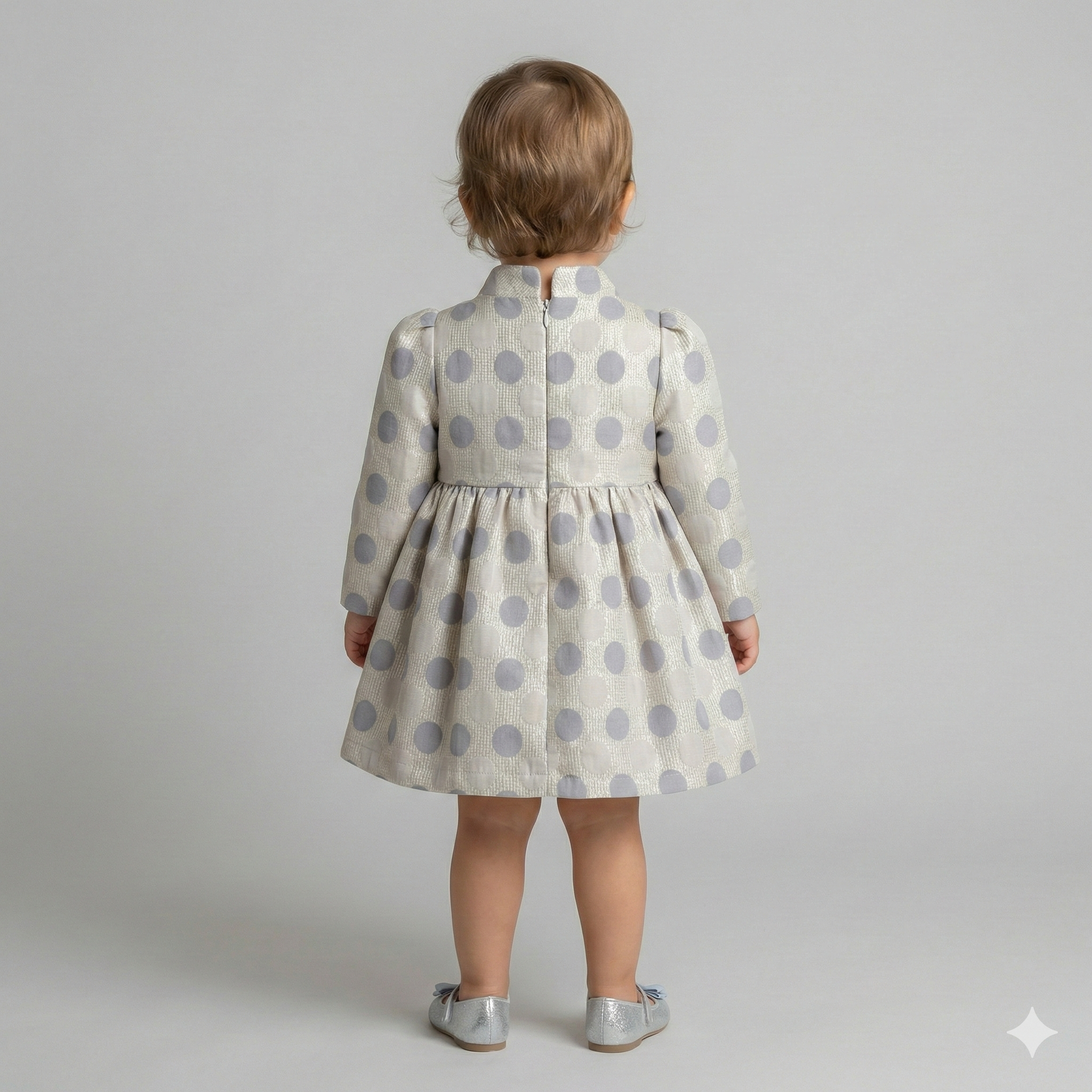 Toddler Polka-Dot Celebration Dress with Bow Detail