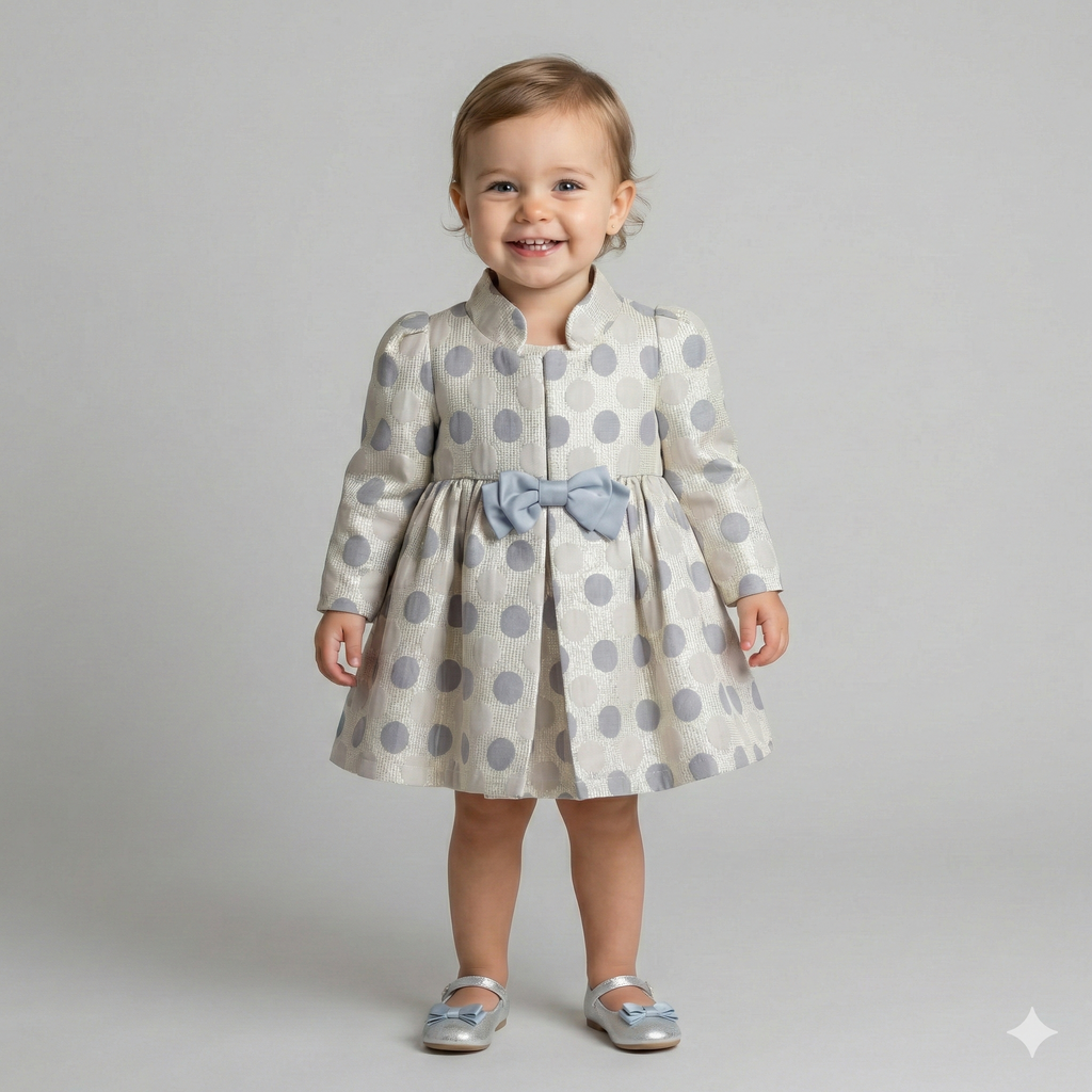 Toddler Polka-Dot Celebration Dress with Bow Detail