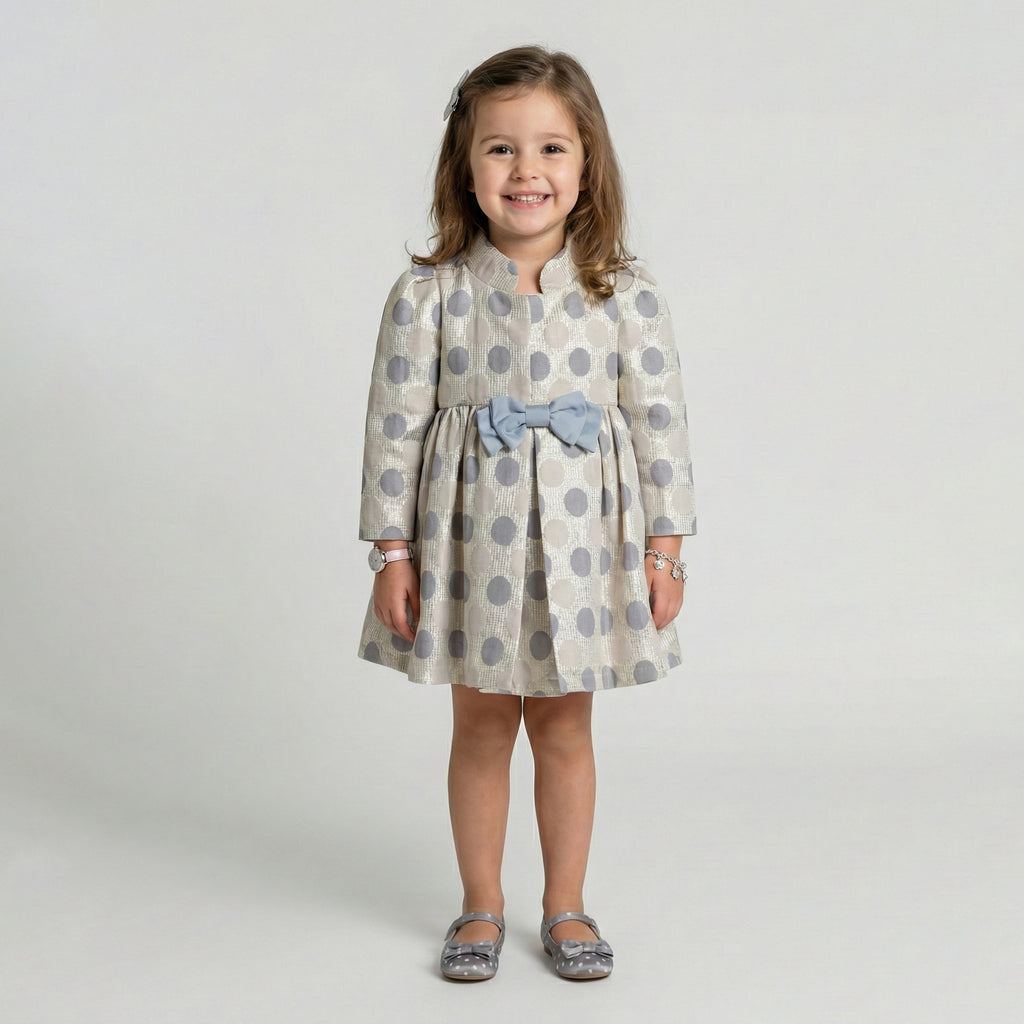 Girls’ Polka-Dot Fit-and-Flare Dress with Waist Bow