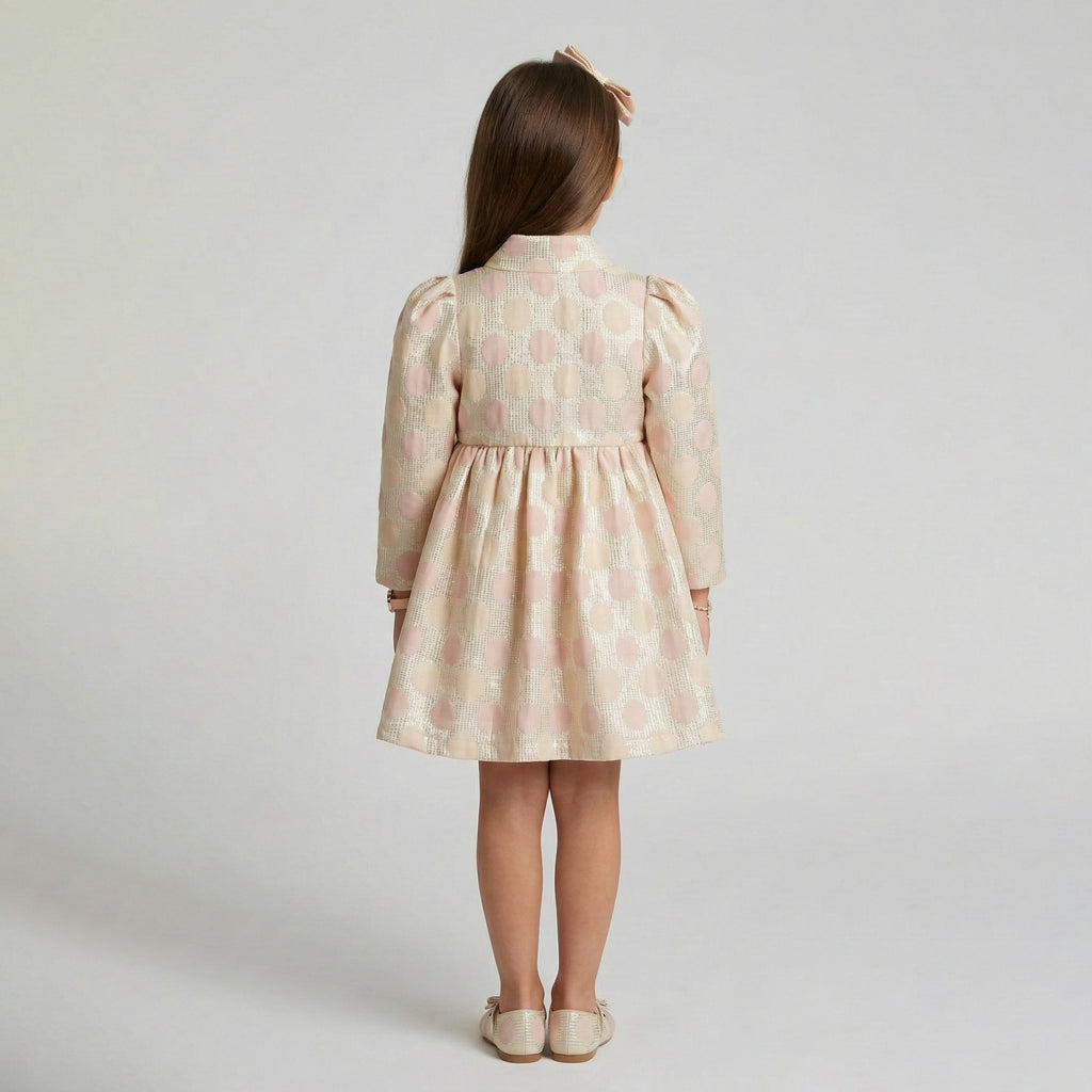 Girls' Sophisticated Polka-Dot Occasion Dress