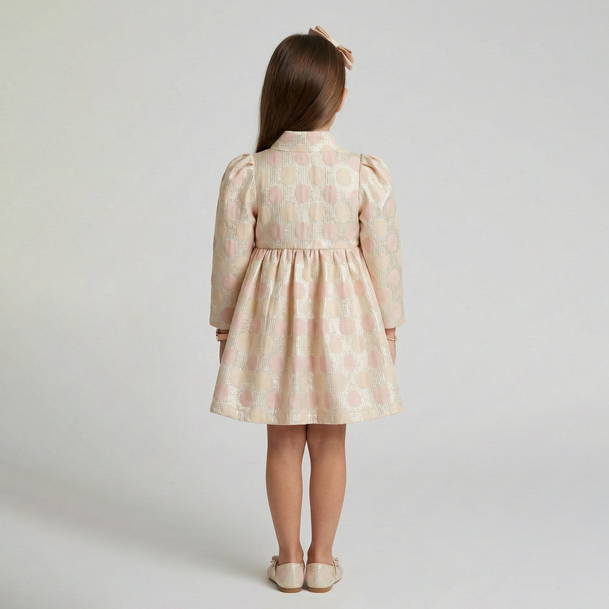 Girls' Sophisticated Polka-Dot Occasion Dress