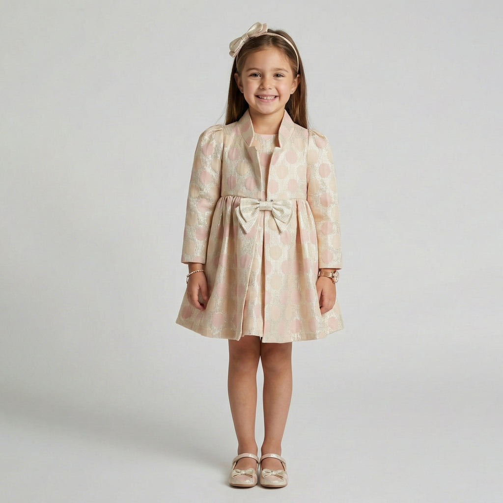 Girls' Sophisticated Polka-Dot Occasion Dress