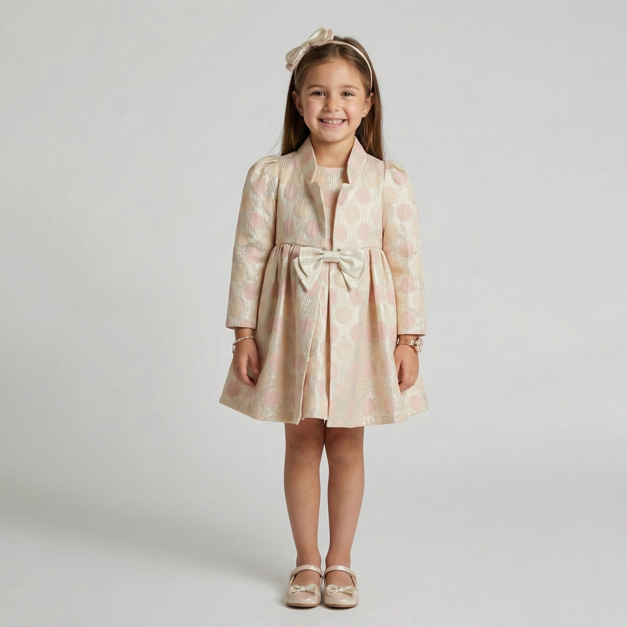 Girls' Sophisticated Polka-Dot Occasion Dress