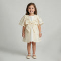 Toddler Satin Dress & Floral Organza Cape Set