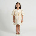Girls’ Elegant 3D Floral Cape Dress Set with Statement Bow