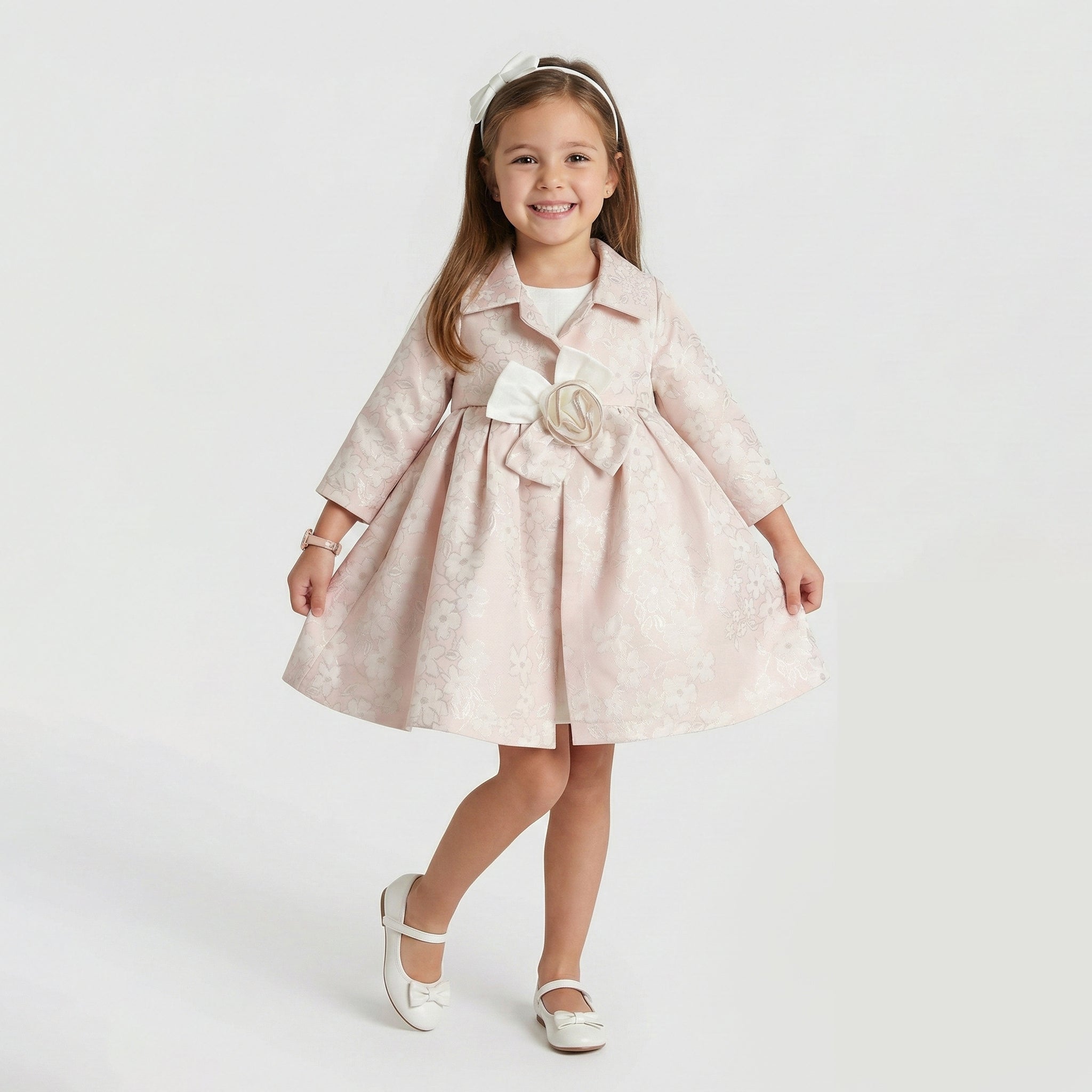 Girls' Premium Floral Jacquard Occasion Dress
