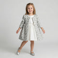 Metallic Dot-Pattern Occasion Coat with Floral Pin Detail