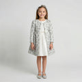 Glittering Polka-Dot Formal Coat with Dimensional Floral Accent
