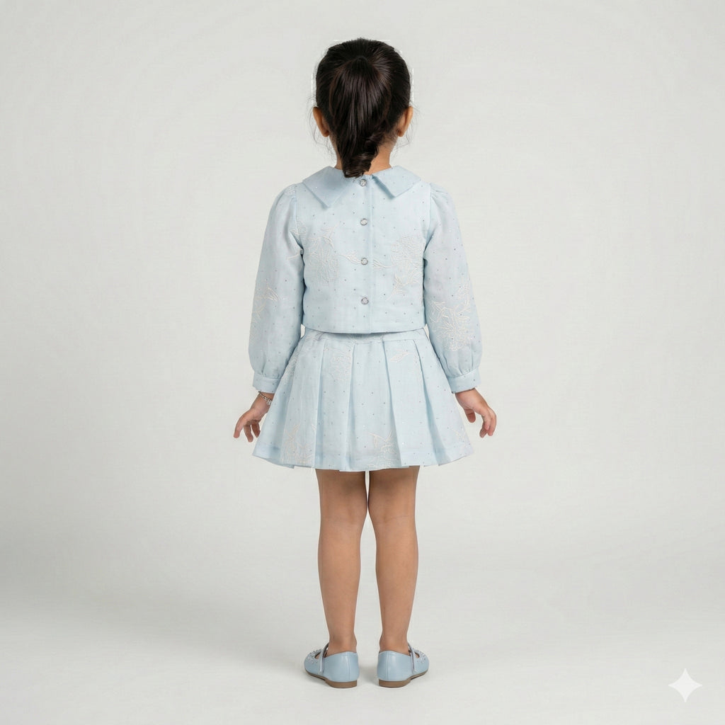 Girls' Elegant Embroidered Mesh Occasion Dress