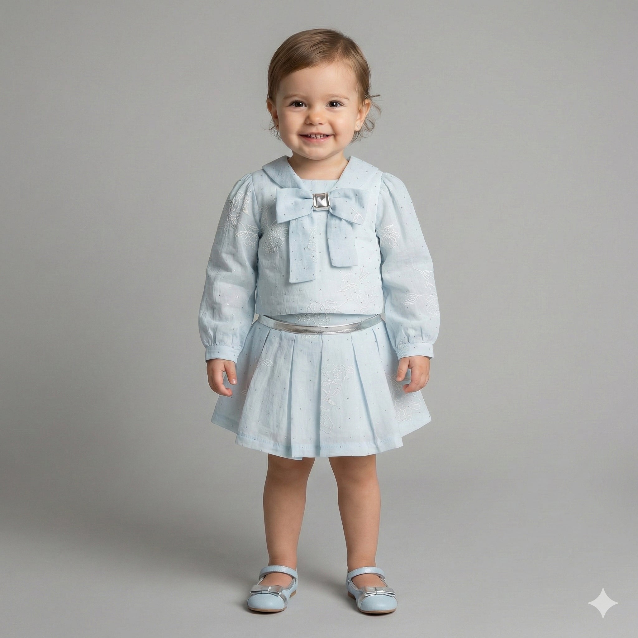 Girls' Aria Botanical Embroidered Organza Set