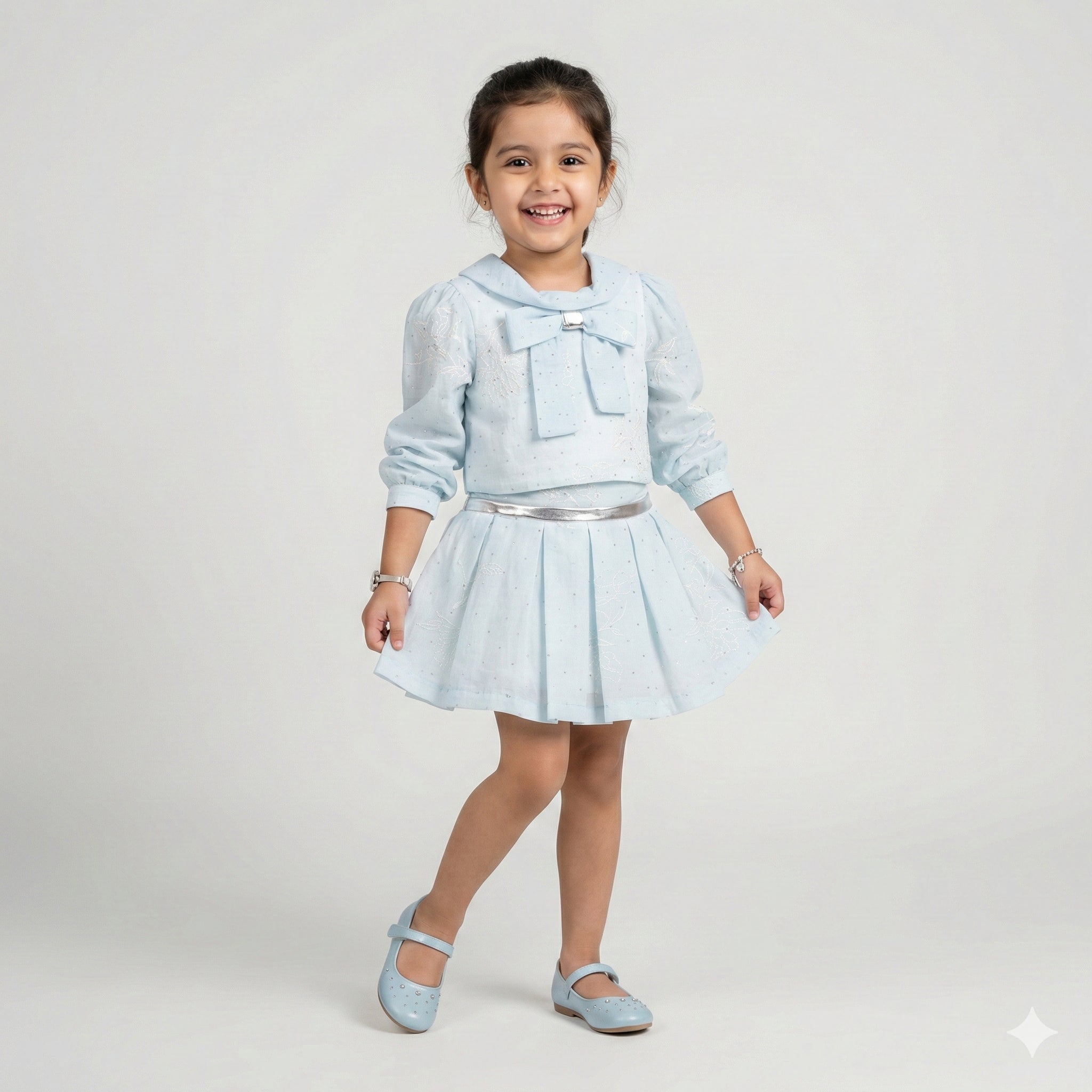 Girls' Aria Botanical Embroidered Organza Set