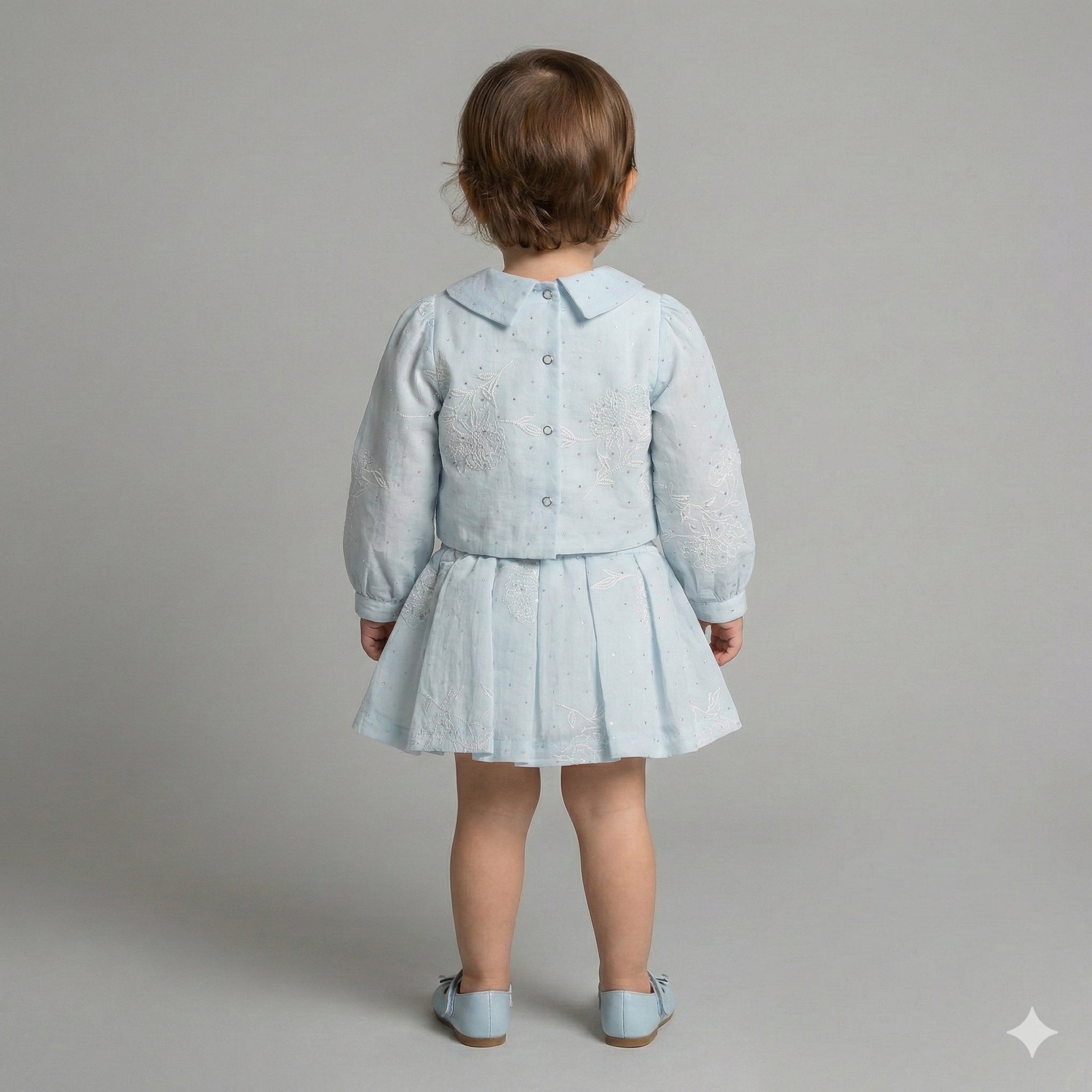 Girls' Aria Botanical Embroidered Organza Set