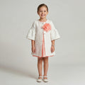 Sophisticated Jacquard Coat & Dress Set for Girls