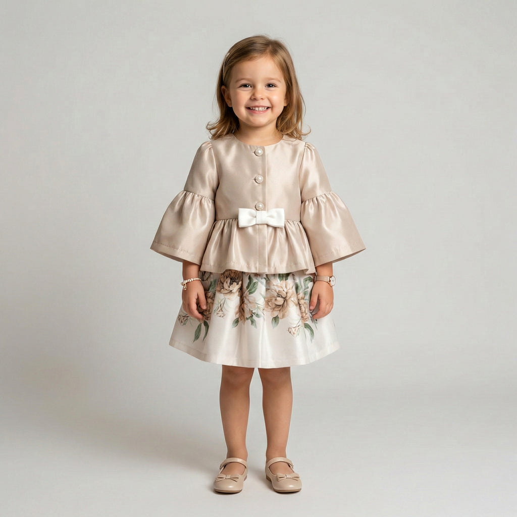 Toddler Satin Peplum Top & Floral Skirt Set